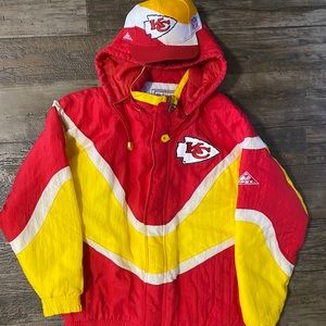 NFL vtg Kansas City Chiefs jacket and hat bundle
